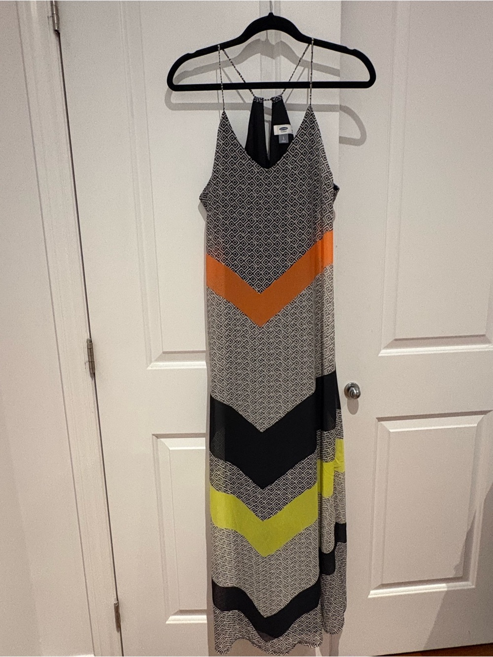 Old Navy Sleeveless Maxi Dress in Orange, Neon Yellow & Black